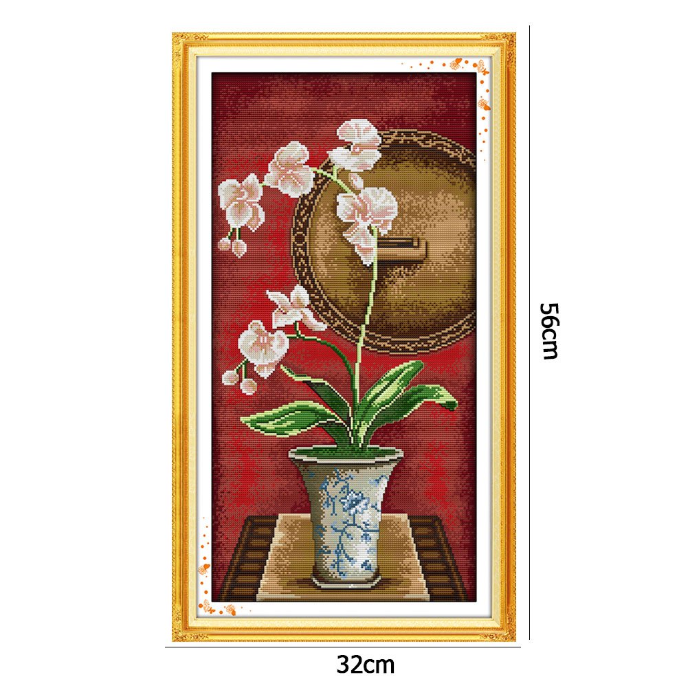 14ct Estampado Ponto Cruz - Orquídea (56*32cm)