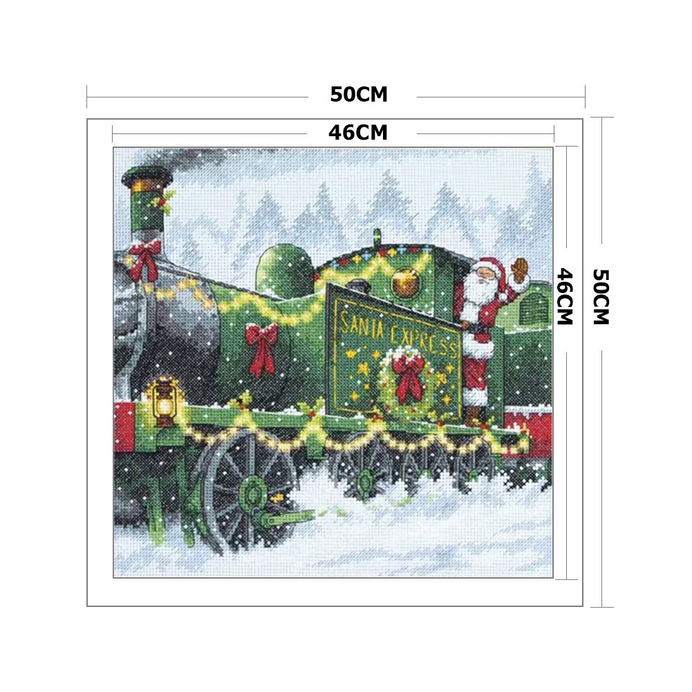 11CT Stamped Cross Stitch - Christmas Train(50*50cm)