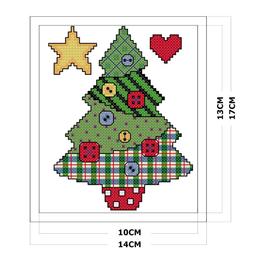 14ct Stamped Cross Stitch - Button Christmas Tree (14*17cm)