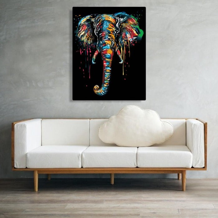 Painting By Numbers Kit Colorful Elephant Oil Art Picture Home Wall Decor