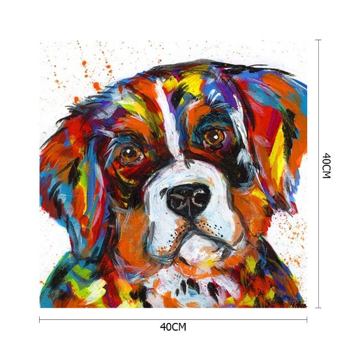 Colorful Puppy Dog Oil Painting By Numbers Canvas Coloring Picture