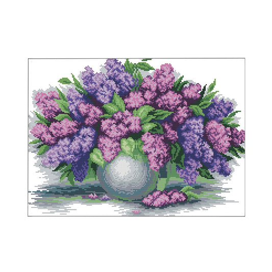 14ct Stamped Cross Stitch Purple Flower (45*34cm)