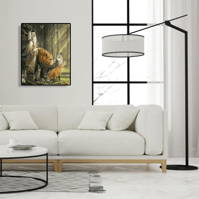 Grandpa with Animals Acrylic Painting Wall Art Picture Craft for Home Decor