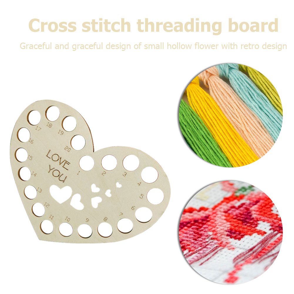 Hollow Thread Board Wooden Cross Stitch Tool - Hollow Heart