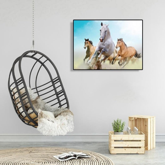 Galloping Horses Hand Painted Canvas Oil Art Picture Craft Home Wall