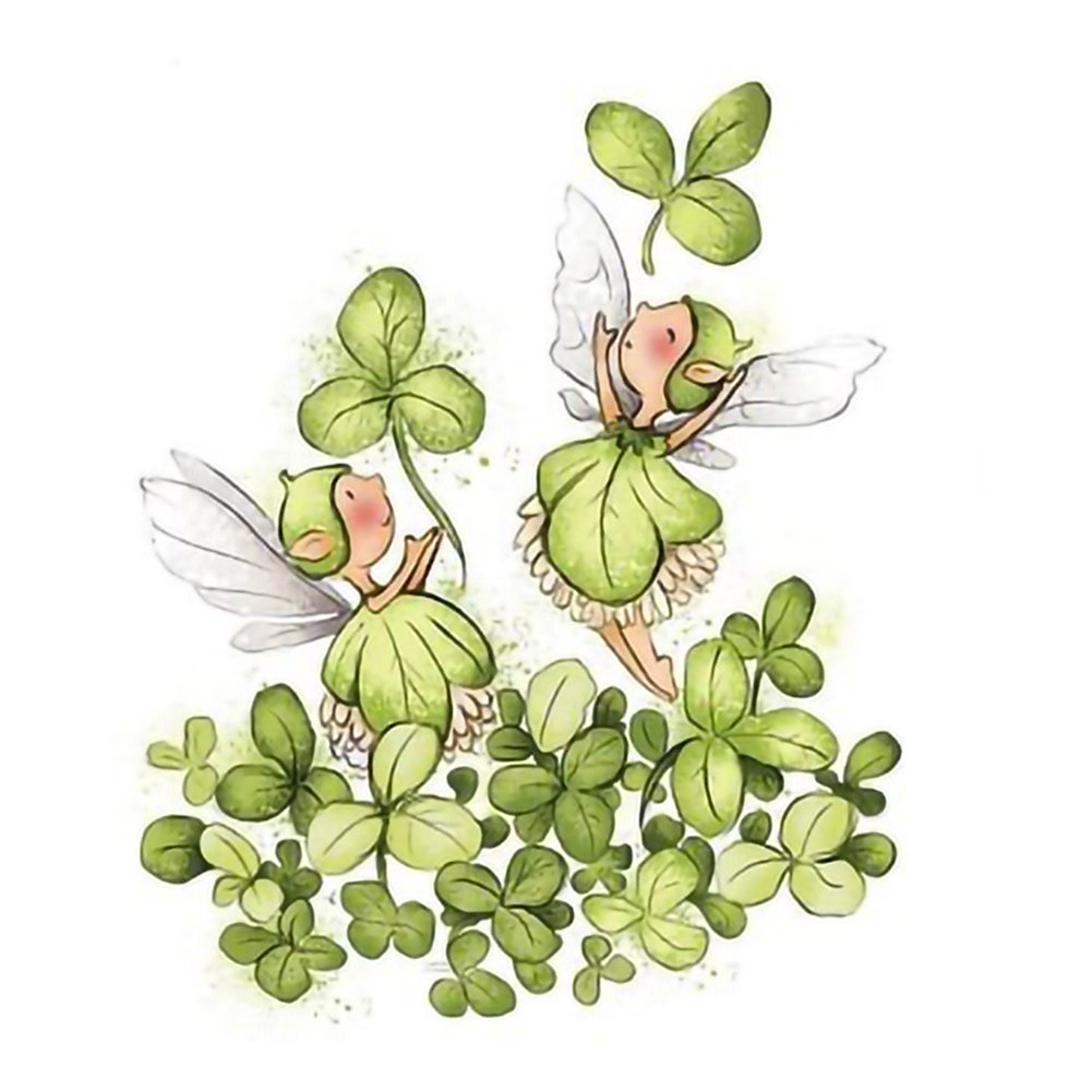 11CT Stamped Cross Stitch Kit Fairies Leaf Quilting Fabric (35*35cm)
