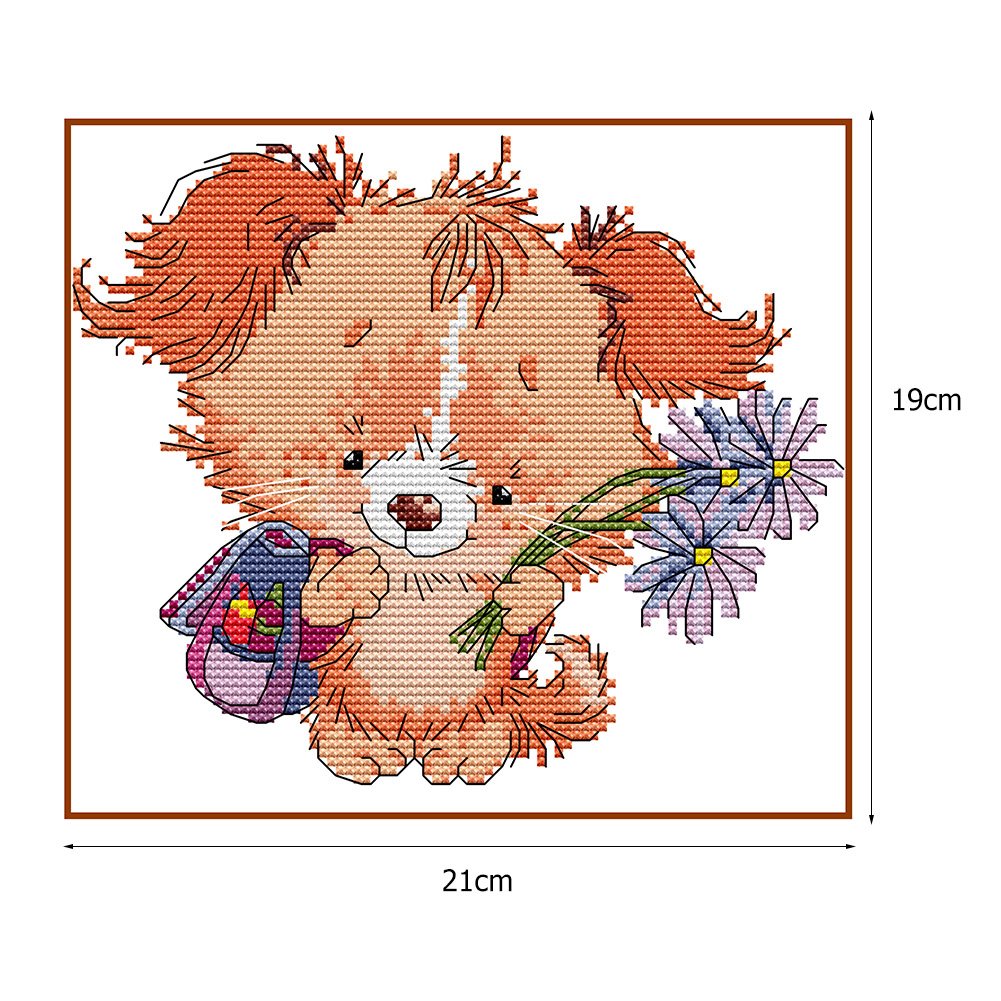 14ct Stamped Cross Stitch - Cute Dog (21*19cm)