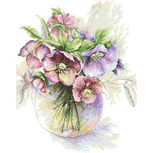 11ct Stamped Cross Stitch Purple Veratrum ( 40*50cm)