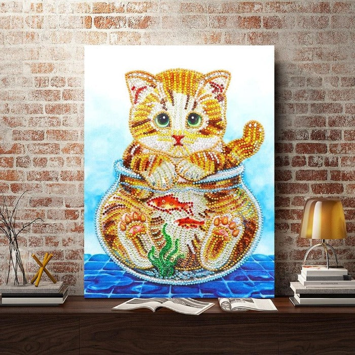 DIY 5D Crystal Rhinestone Diamond Painting Kit Cat