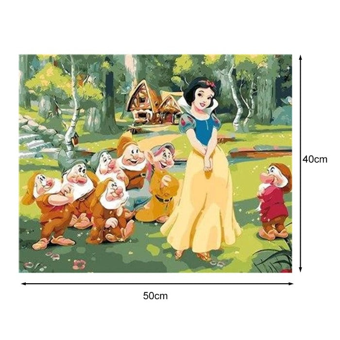 Painting By Numbers Princess Dwarfs Handpainted Oil Drawing Size