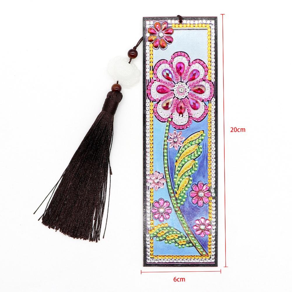 DIY Special Shaped Diamond Painting Flower Leather Bookmarks