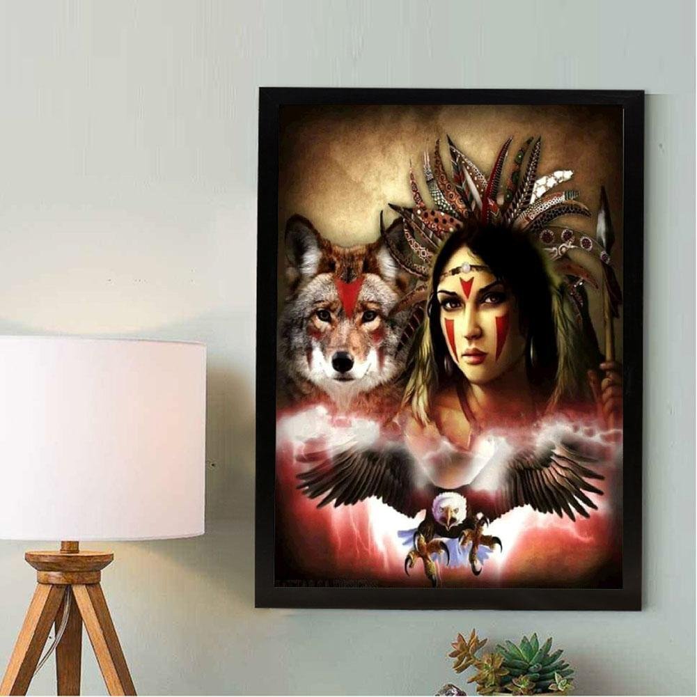 Diamond Painting - Full Round - Eagle Wolf Girl
