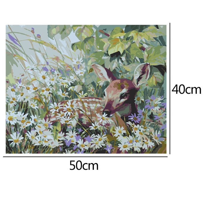 DIY Oil Painting By Number Picture Hand Painted Acrylic Canvas Cute Deer