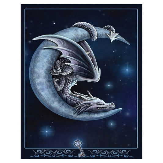 11CT Stamped Cross Stitch Dragon Twines the Moon(40*30cm)