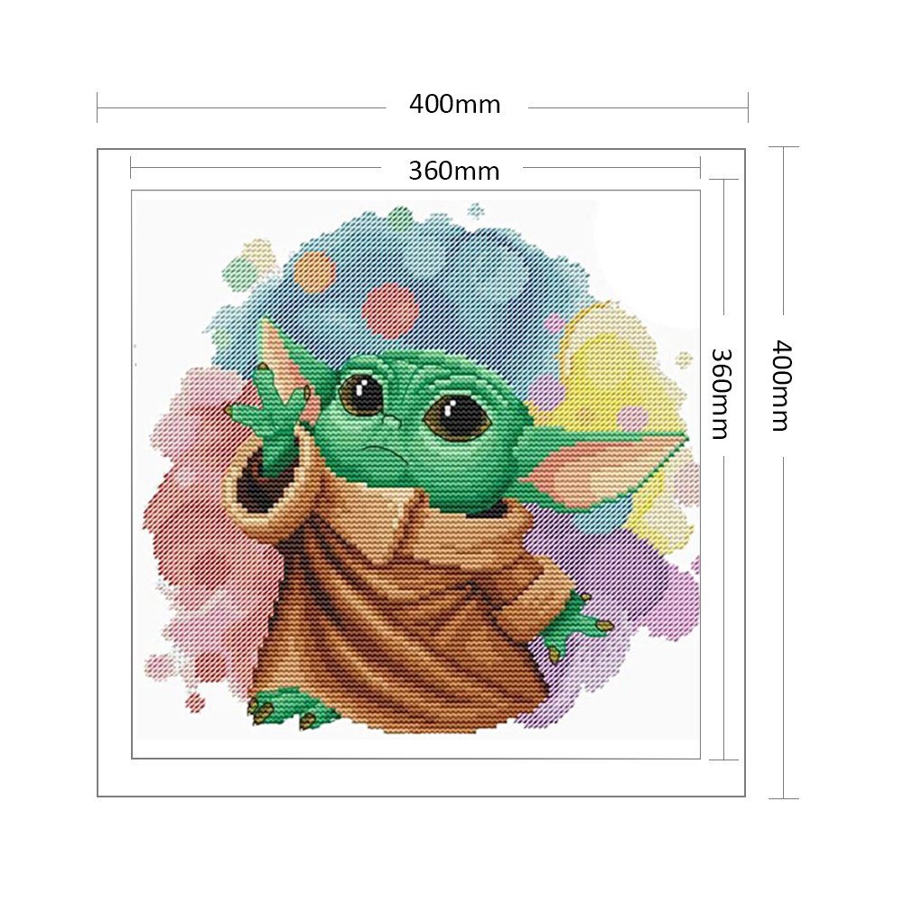 Ponto cruz estampado 11CT - Yoda (40*40CM)