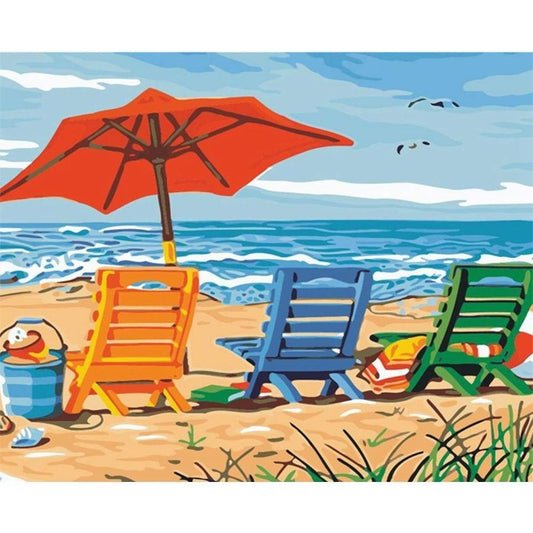 Paint By Number Oil Painting Beach Vacation Home Wall Decor