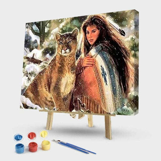 Paint By Number Oil Painting   Beauty & Lion