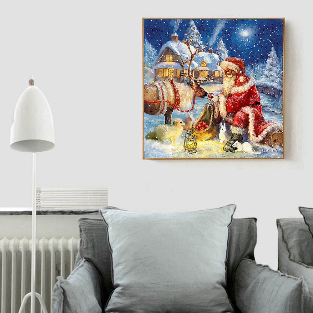 Diamond Painting - Full Round - Santa Claus & Elk