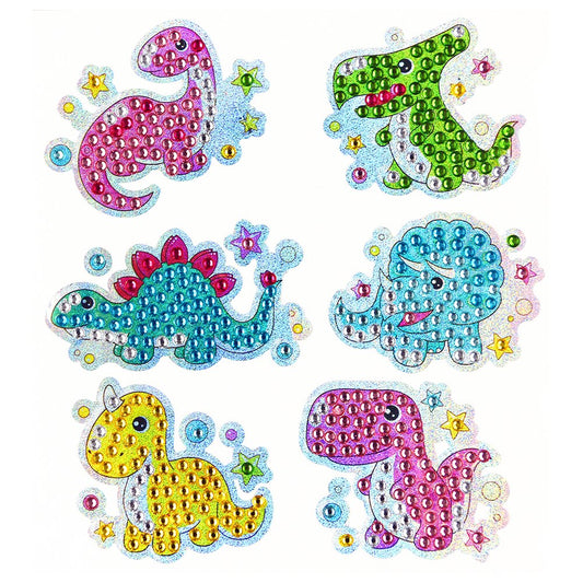 6pcs Diamond Set Art Round Drill Dinosaur World Sticker DIY Painting Decal