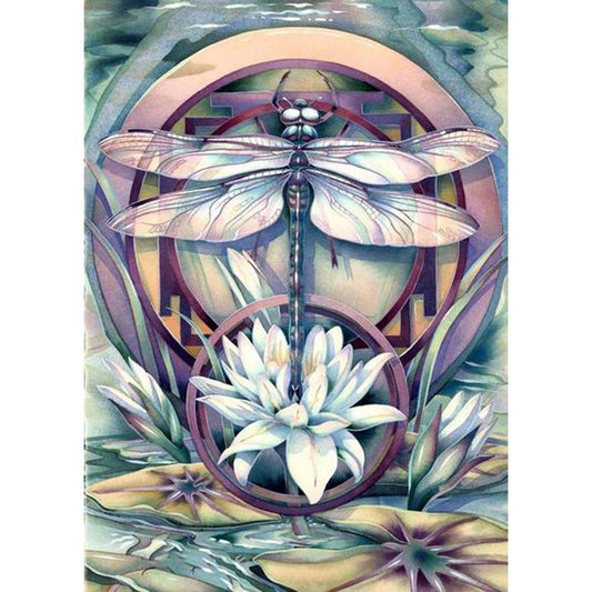 Flowers Lotus Dragonfly Diamond Painting Kit - DIY – Diamond Painting Kits