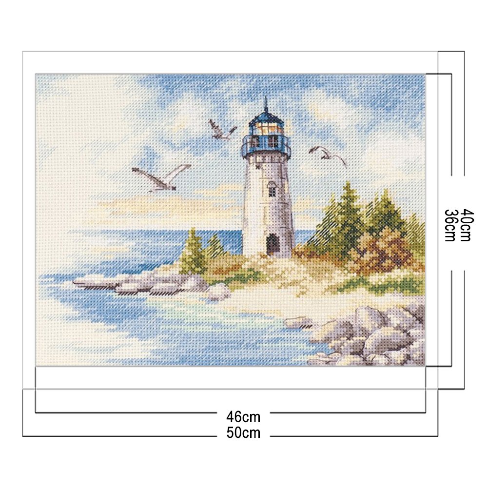 11ct Stamped Cross Stitch - Lighthouse Scenery (40*50cm)