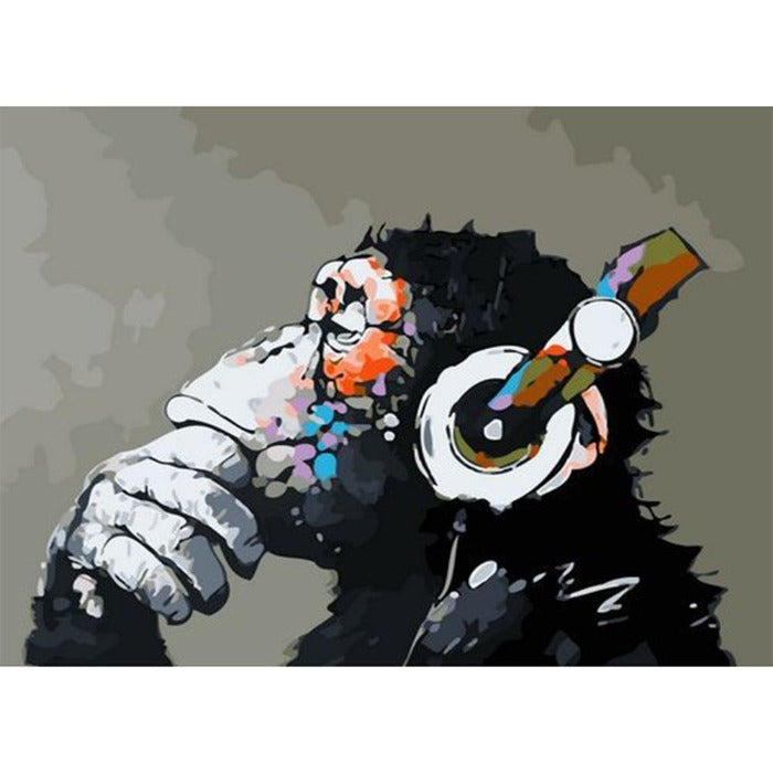 Music Monkey Hand Painted Canvas Oil Art Picture Craft Home Wall