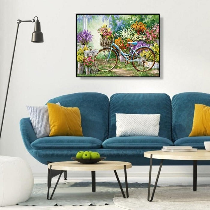 Painting By Numbers Kit DIY Bicycle Hand Painted Canvas Digital Oil Art Picture