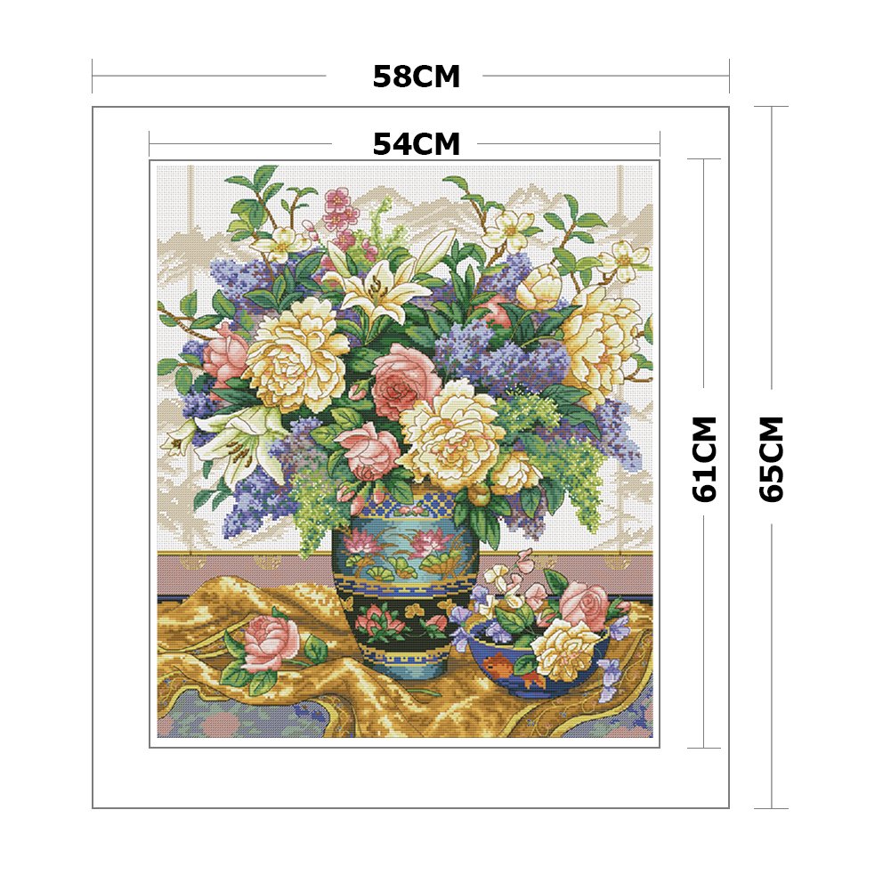 11ct Stamped Cross Stitch - Flowers (58*65cm)