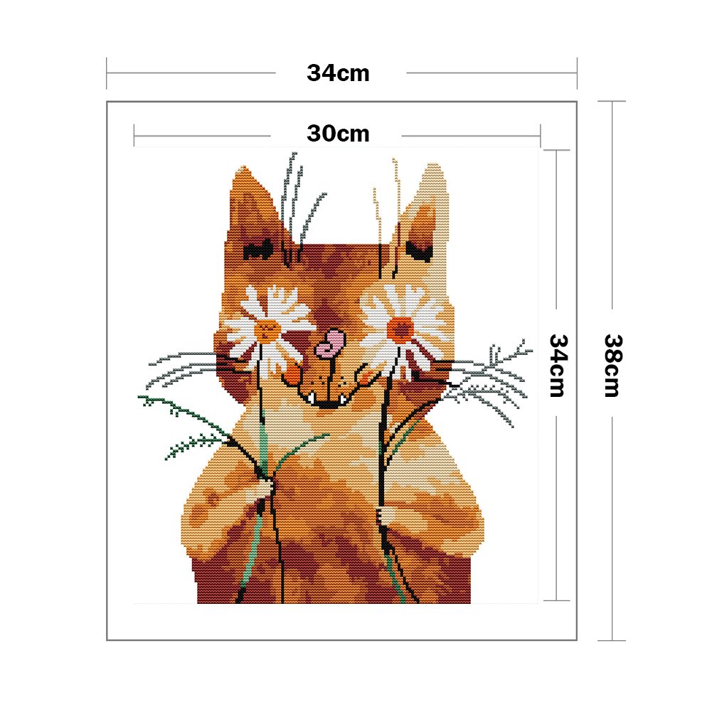 11ct Stamped Cross Stitch - Shy Cat ( 34*38cm)