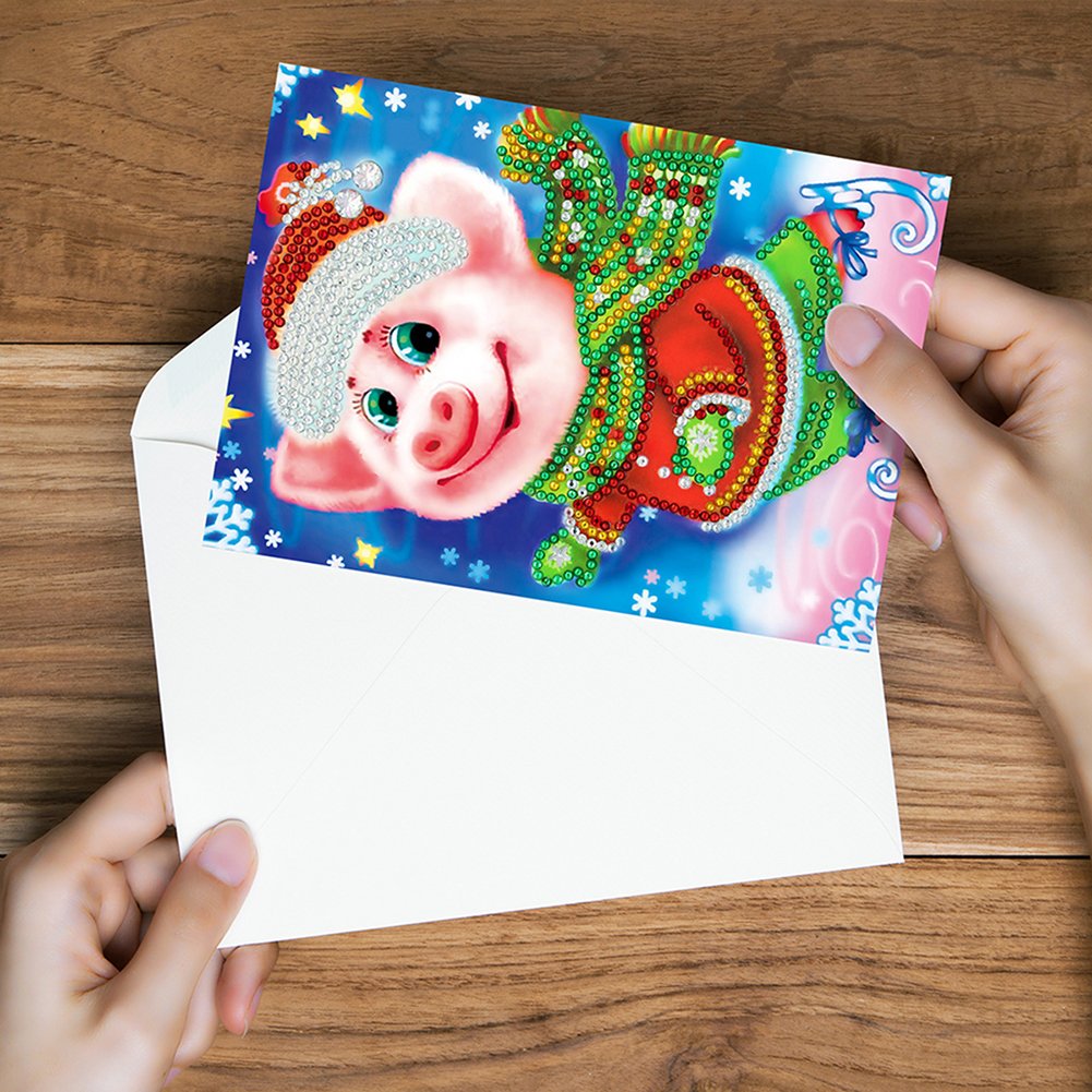 DIY Diamond Painting Greeting Card - Pig