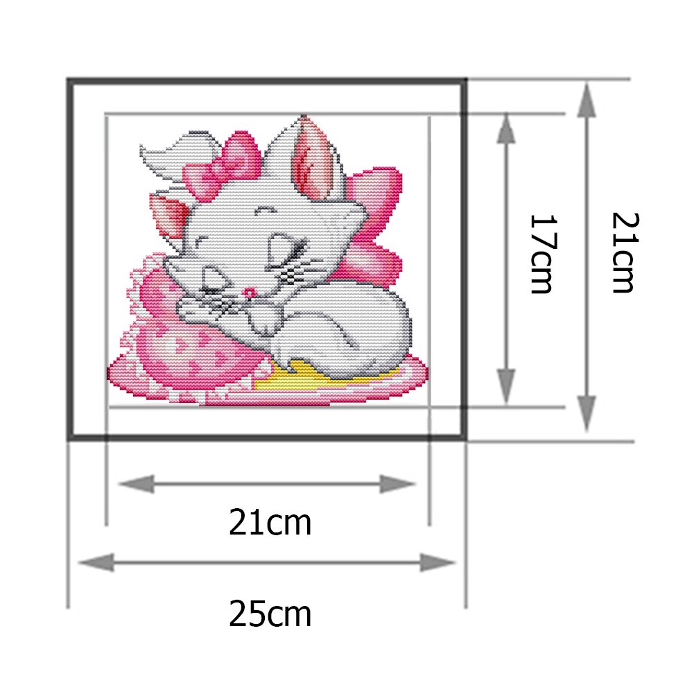 14ct Stamped Cross Stitch - Pink Cat(25*21cm)