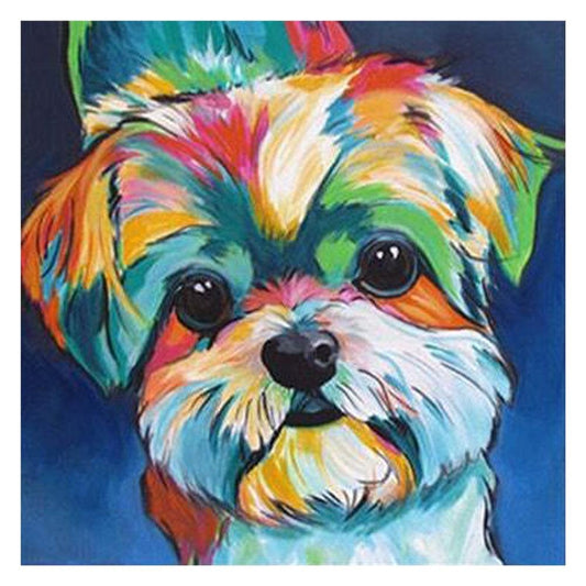 Diamond Painting Partial Round Lovely Colorful Dog