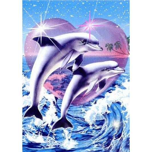 AOKLLA Diamond Painting Kits for Adults Clearance, Dolphins Animals Diamond Art Kits for Kids, DIY 5D Round Full Drill Crafts Diamond Dots Home Wall