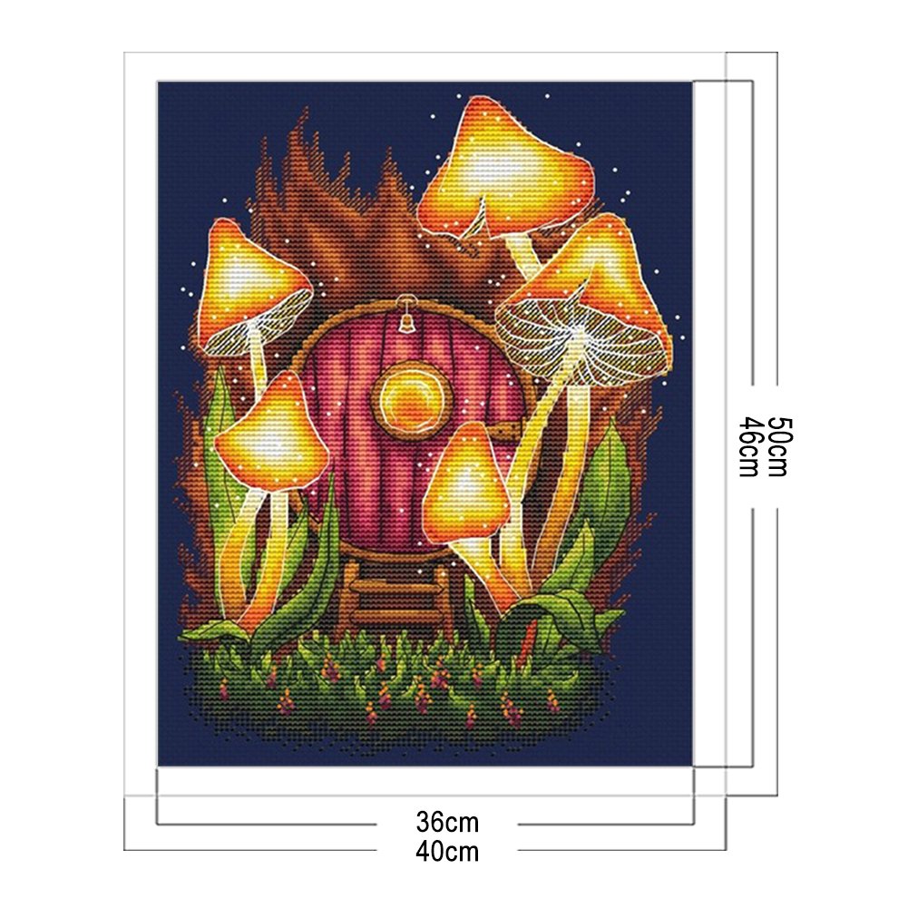 11ct Stamped Cross Stitch - Mushroom Hut ( 40*50cm)