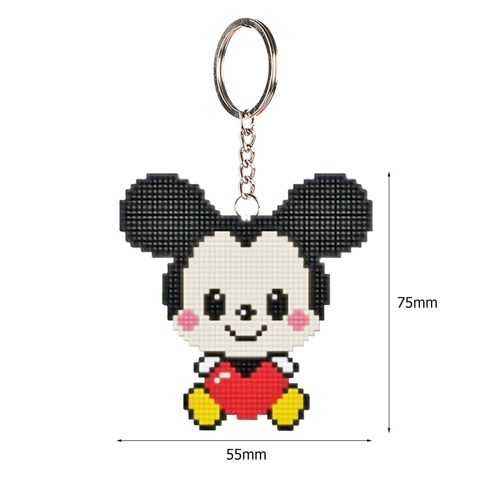 Mickey Stamped Beads Cross Stitch Keychain  