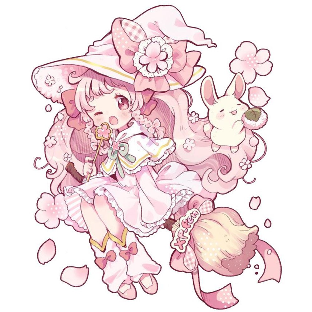 11ct Stamped Cross Stitch Pink Witch ( 45*50cm)