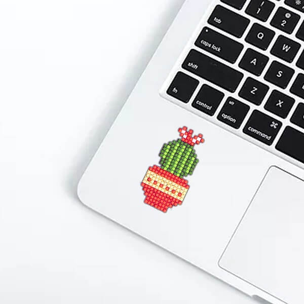 laptop decorate with cactus diamond painting sticker