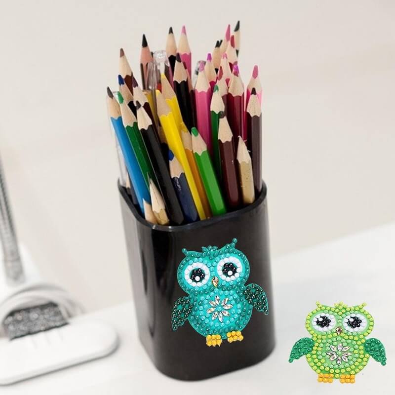 cartoon owl diamond painting stickers for pen container decoration