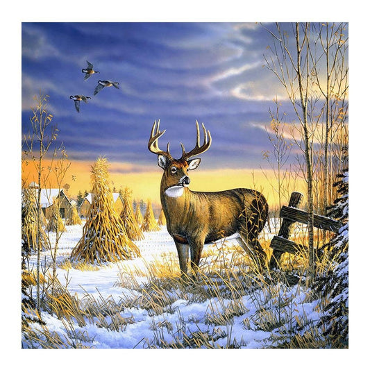 Pintura Diamante - Rodada Completa - Snow Deer A