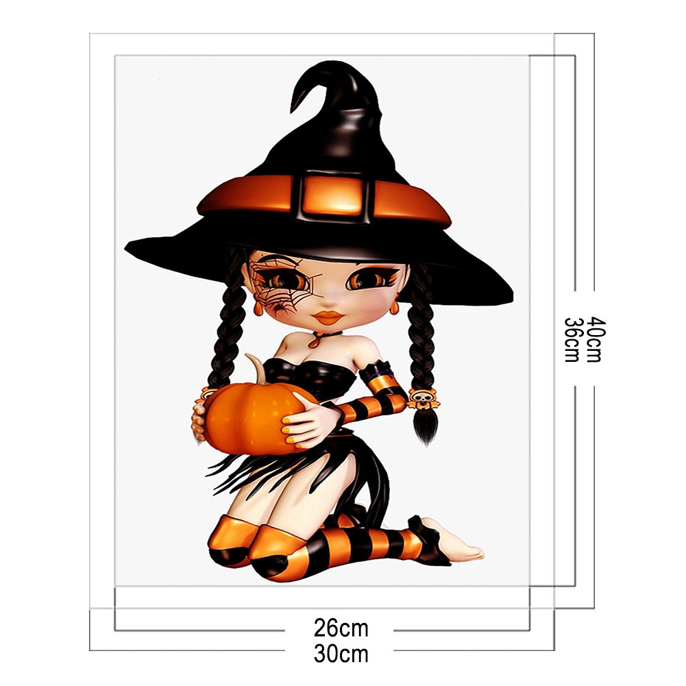 11ct Stamped Cross Stitch - Cartoon Witch ( 30*40cm)