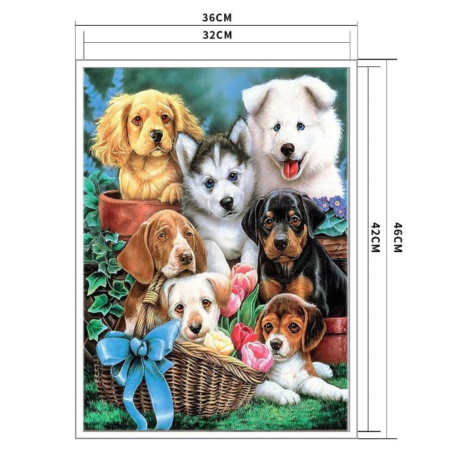 11ct Stamped Cross Stitch Puppies (46*46cm)