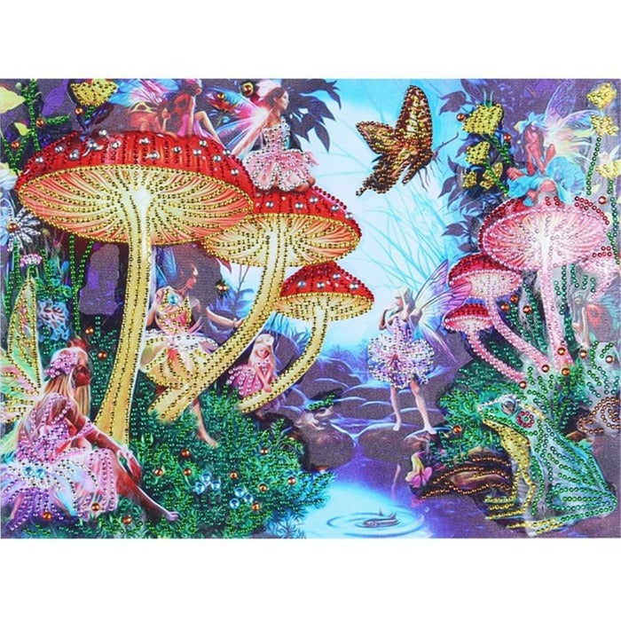 Mushroom Fairy Crystal Rhinestone Round Drills Diamond Painting Kit