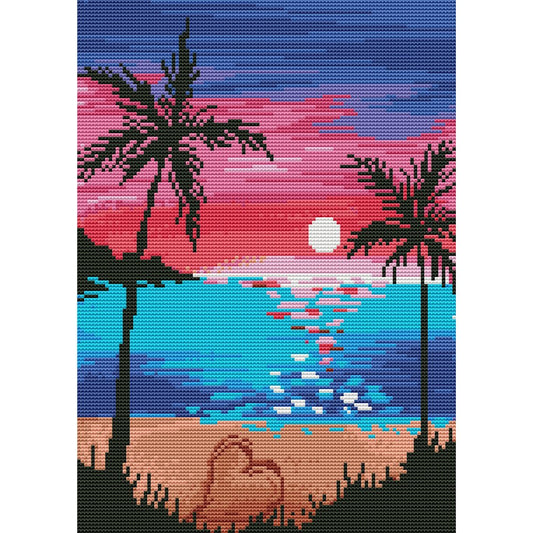 11ct Stamped Cross Stitch Seaside Sunset(40*30cm)