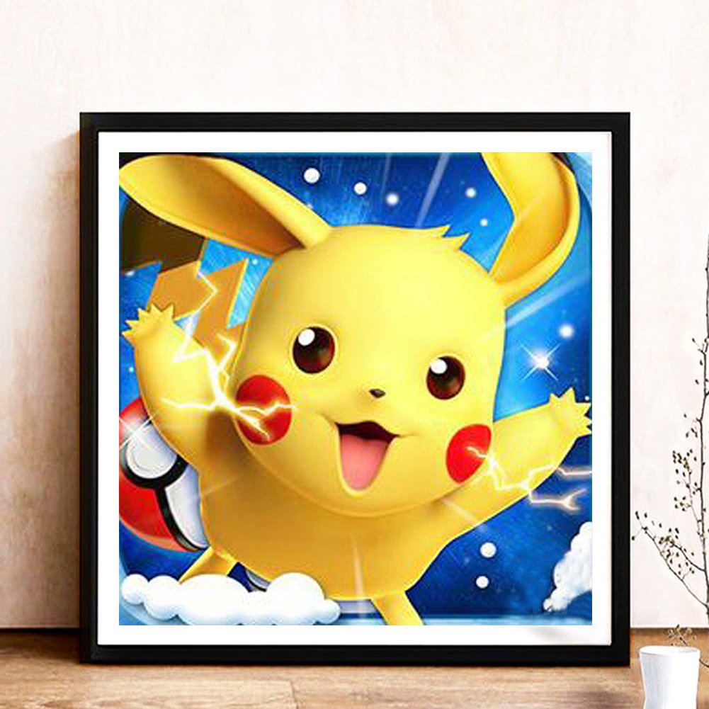 Pintura Diamante - Quadrado Completo - Pikachu Cartoon