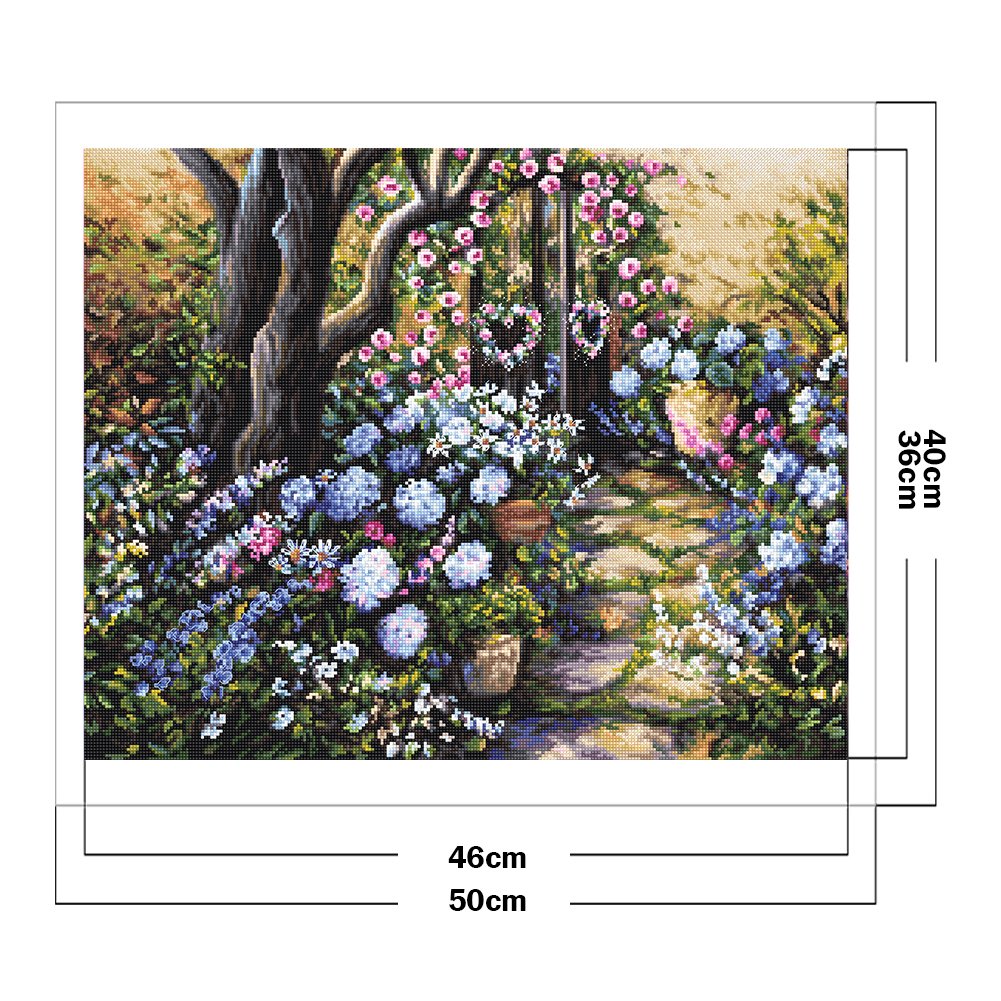 Ponto cruz estampado 11ct - porta de jardim (50*40cm)