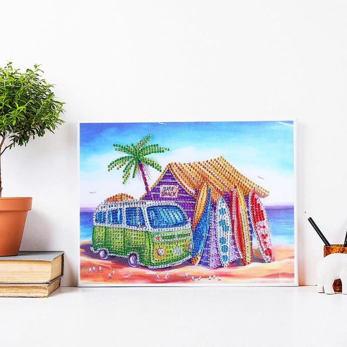 DIY 5D Crystal Rhinestone Diamond Painting Kit Beach Holiday Life