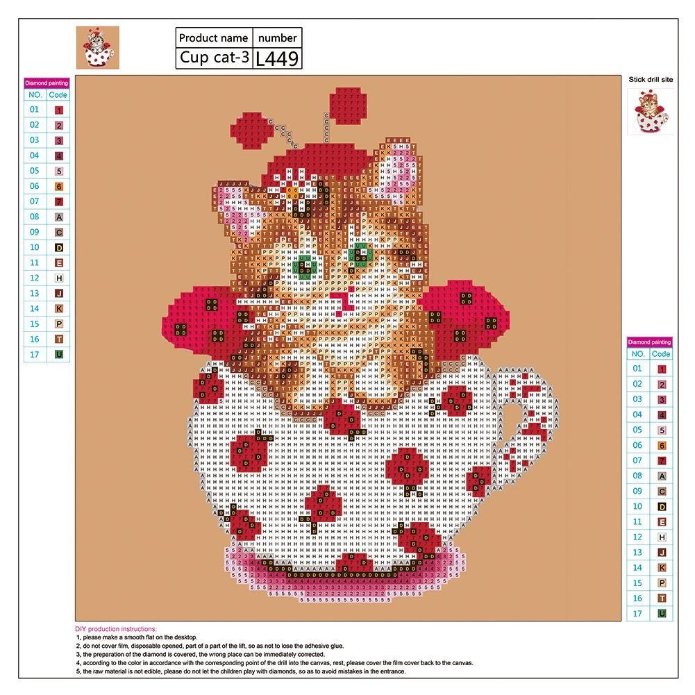 Pintura de diamante - Redondo parcial - Lovely Cup Cat