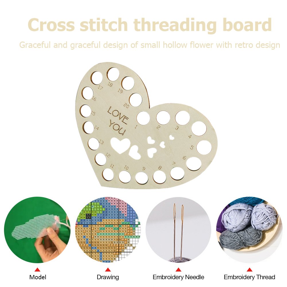 Hollow Thread Board Wooden Cross Stitch Tool - Hollow Heart