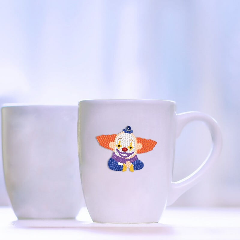 clown 5d diy diamond painting sticker on cups
