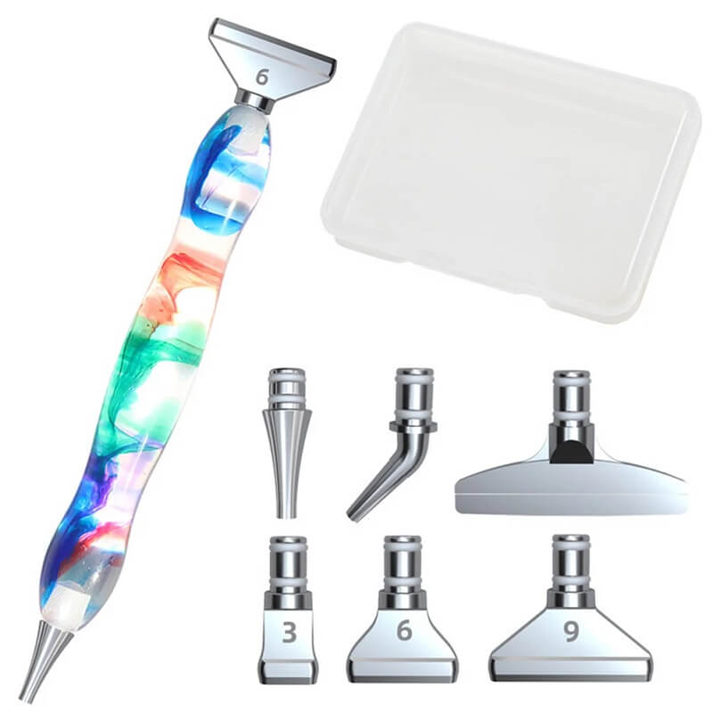 Colorful Diamond Painting Pen with 6 Replacement Metal Tips & Storage Box
